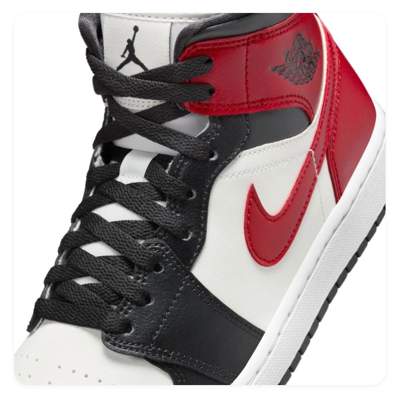 Air Jordan 1 Mid Black, White & Red Sneakers