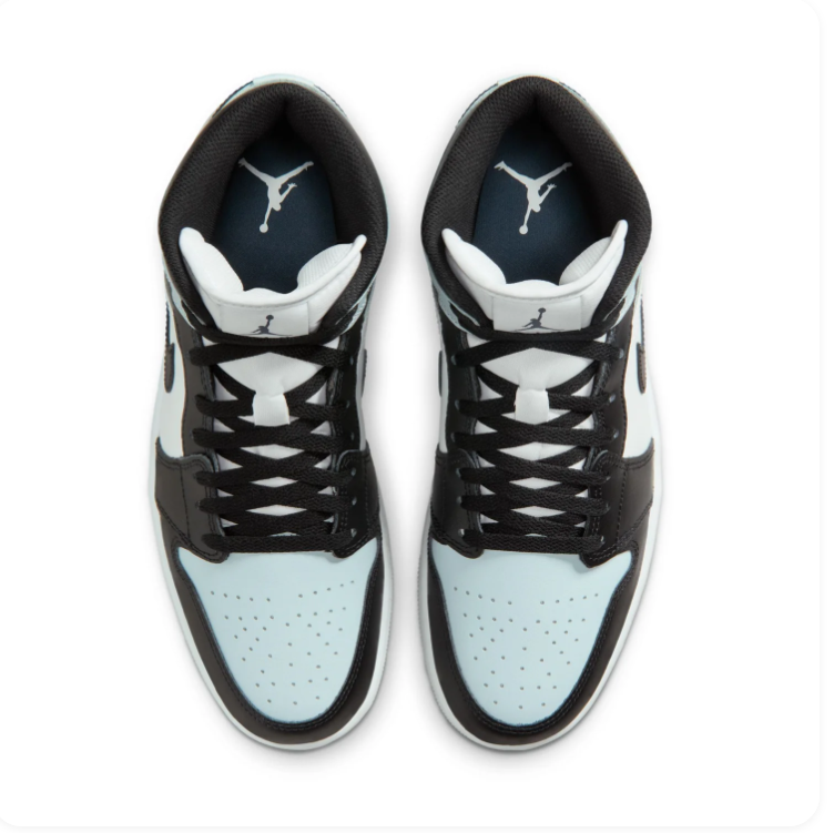 Air Jordan 1 Mid Light Blue, Black & White Sneakers