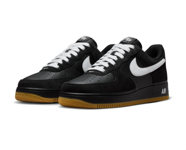Nike Air Force 1 Black & White Gum-Sole Sneakers