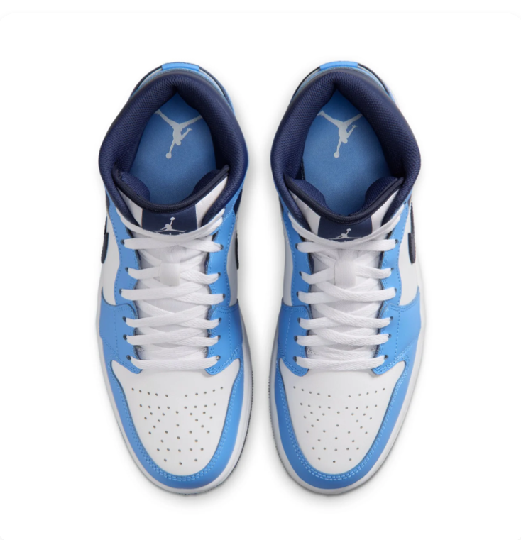 Air Jordan 1 Mid Blue, White & Navy Sneakers