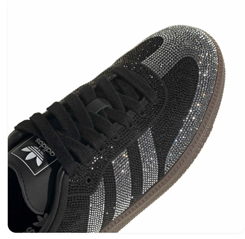 Adidas Black & Silver Rhinestone-Style Low-Top Sneakers