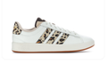 Adidas White Low-Top Sneakers with Leopard-Print Stripes