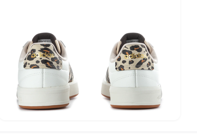 Adidas White Low-Top Sneakers with Leopard-Print Stripes