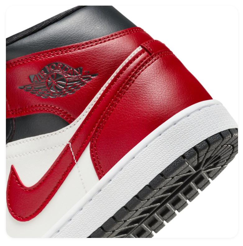 Air Jordan 1 Mid Black, White & Red Sneakers
