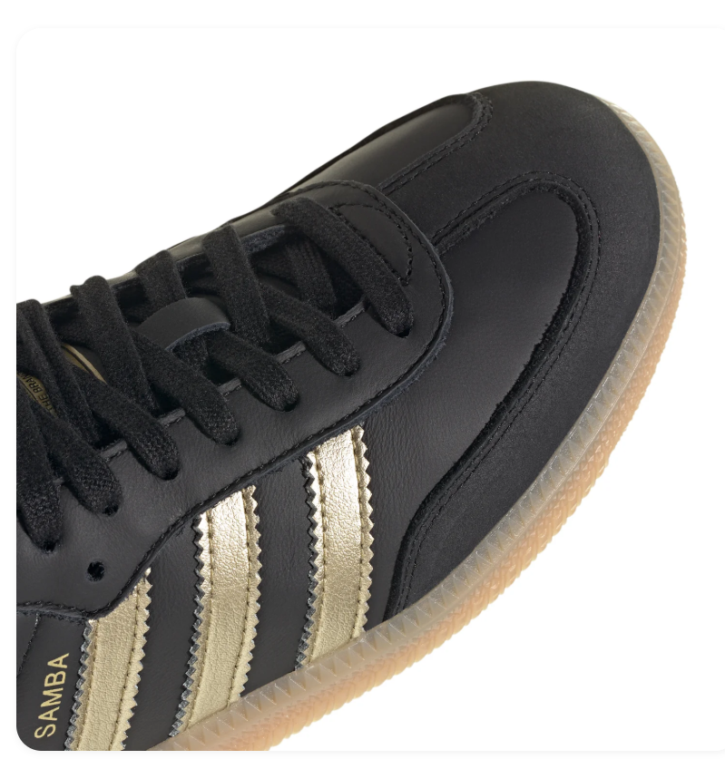 Adidas Samba Black & Metallic Gold Gum-Sole Sneakers