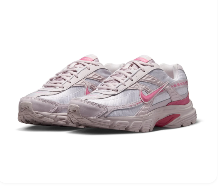 Nike Initiator White & Pale Pink Mesh Sneakers with Bright Pink Accents