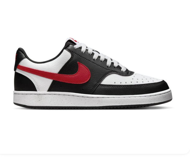 Nike Court Vision Black & White Sneakers with Red Swoosh