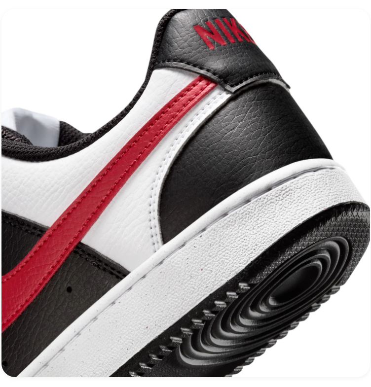 Nike Court Vision Black & White Sneakers with Red Swoosh