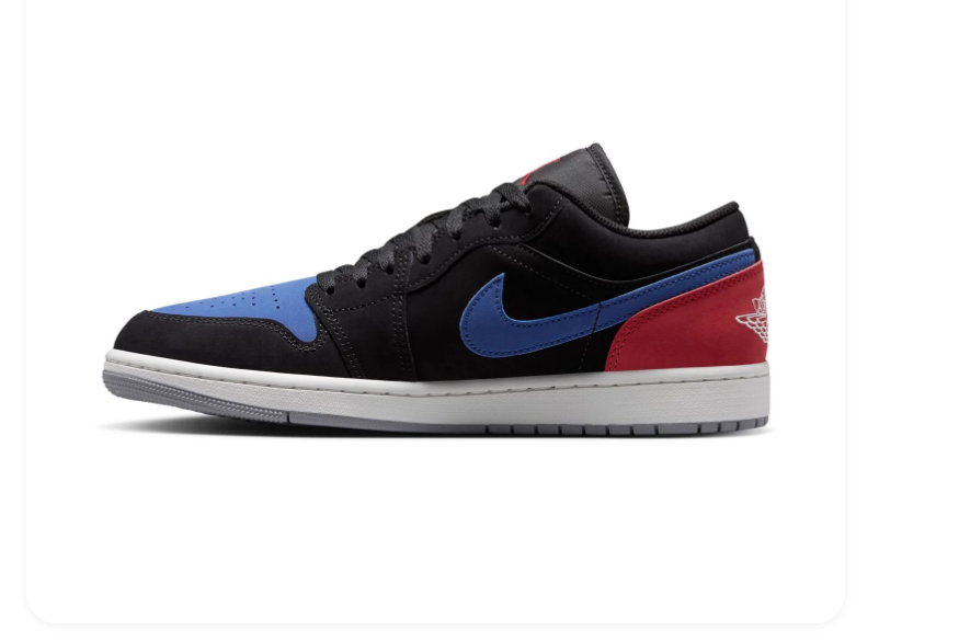 Air Jordan 1 Low Black, Blue & Red Sneakers