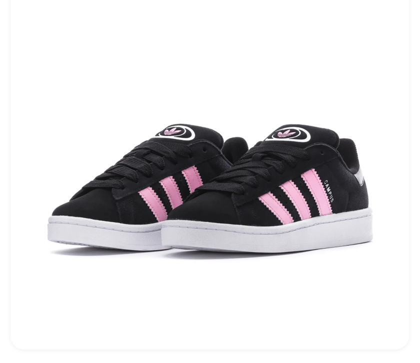 Adidas Campus Black & Pink Sneakers with White Sole