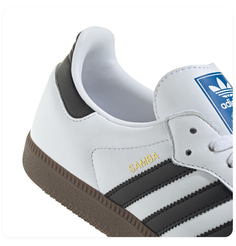 Adidas Samba White & Black Sneakers with Grey Toe Detail