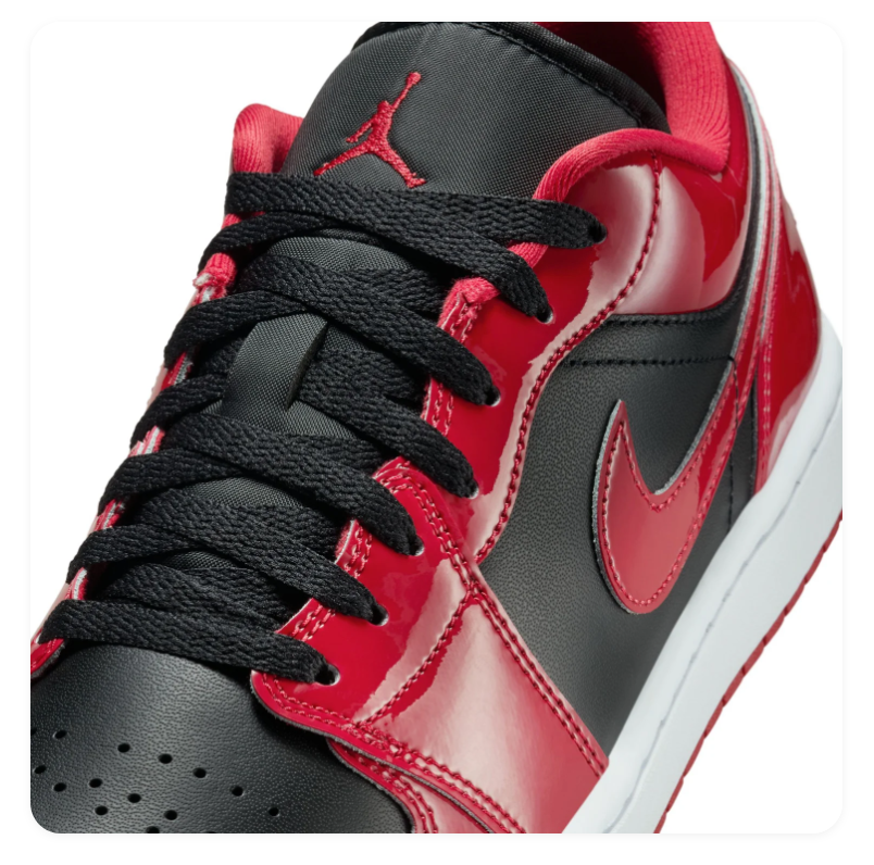 Air Jordan 1 Low Red & Black Glossy Sneakers