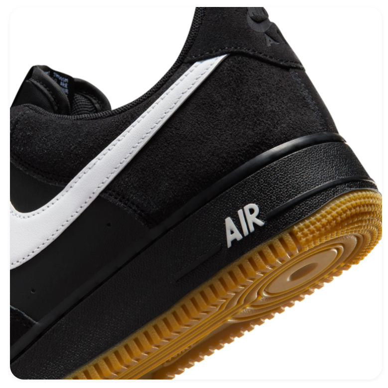 Nike Air Force 1 Black & White Gum-Sole Sneakers