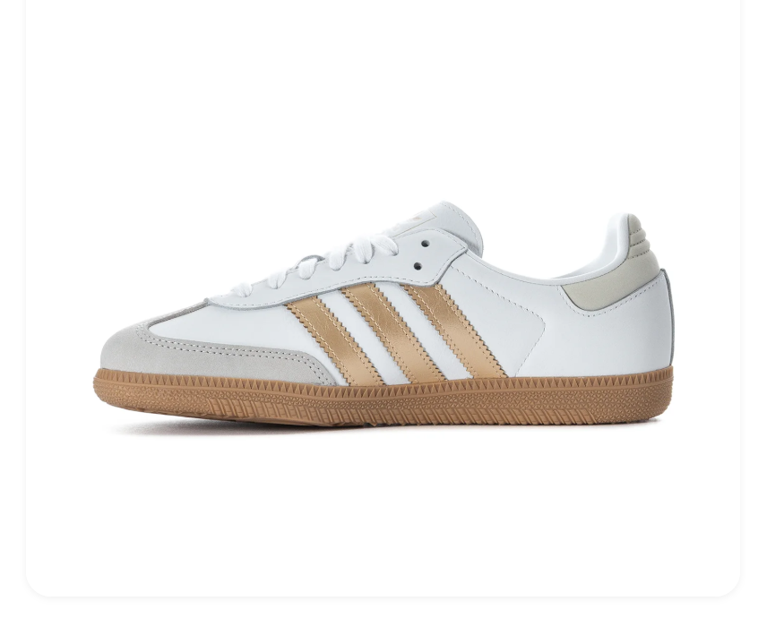 Adidas Samba White & Metallic Gold Gum-Sole Sneakers