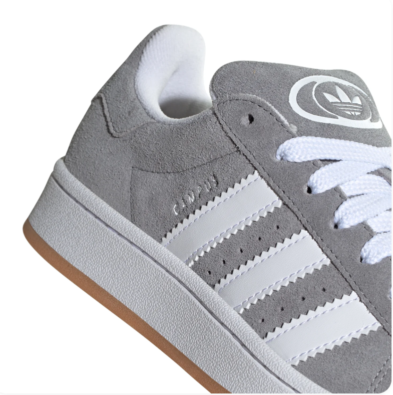 Adidas Campus Grey & White Sneakers with Gum Outsole