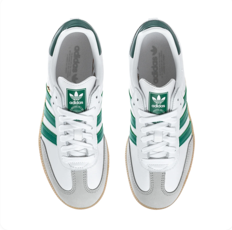Adidas Samba White & Green Gum-Sole Sneakers