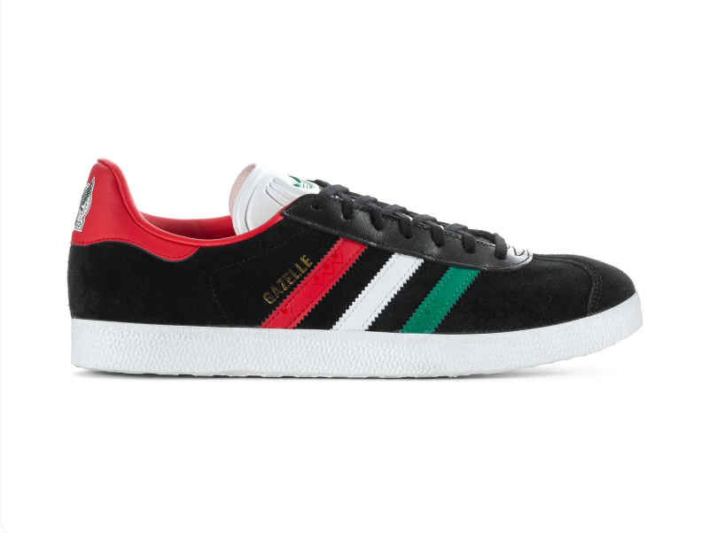 Adidas Gazelle Black Sneakers with Green, White & Red Stripes