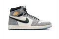 Air Jordan 1 High Grey & White Sneakers with Blue Sole