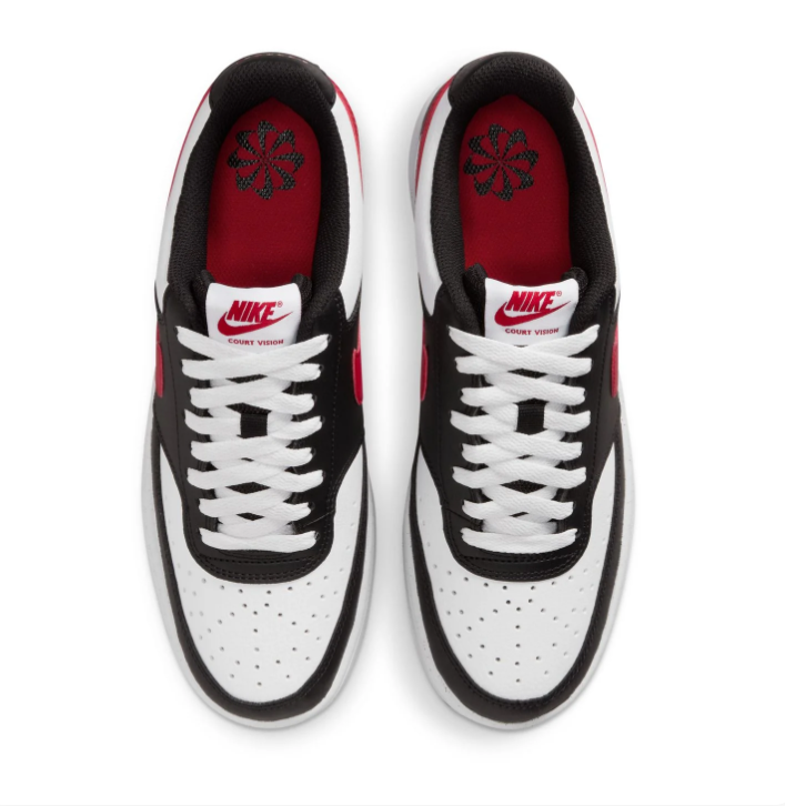Nike Court Vision Black & White Sneakers with Red Swoosh