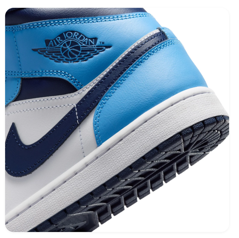 Air Jordan 1 Mid Blue, White & Navy Sneakers