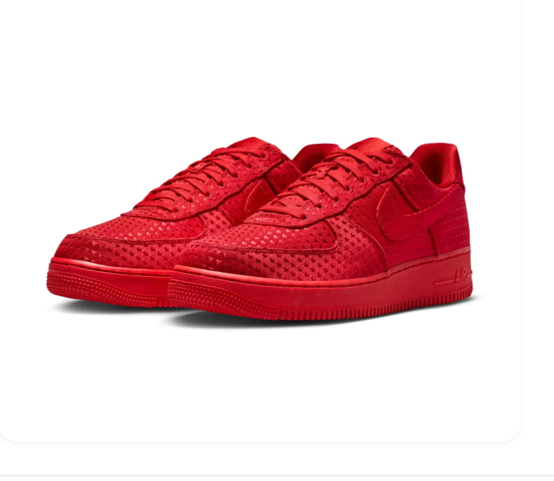 Nike Air Force 1 All-Red Textured Low-Top Sneakers