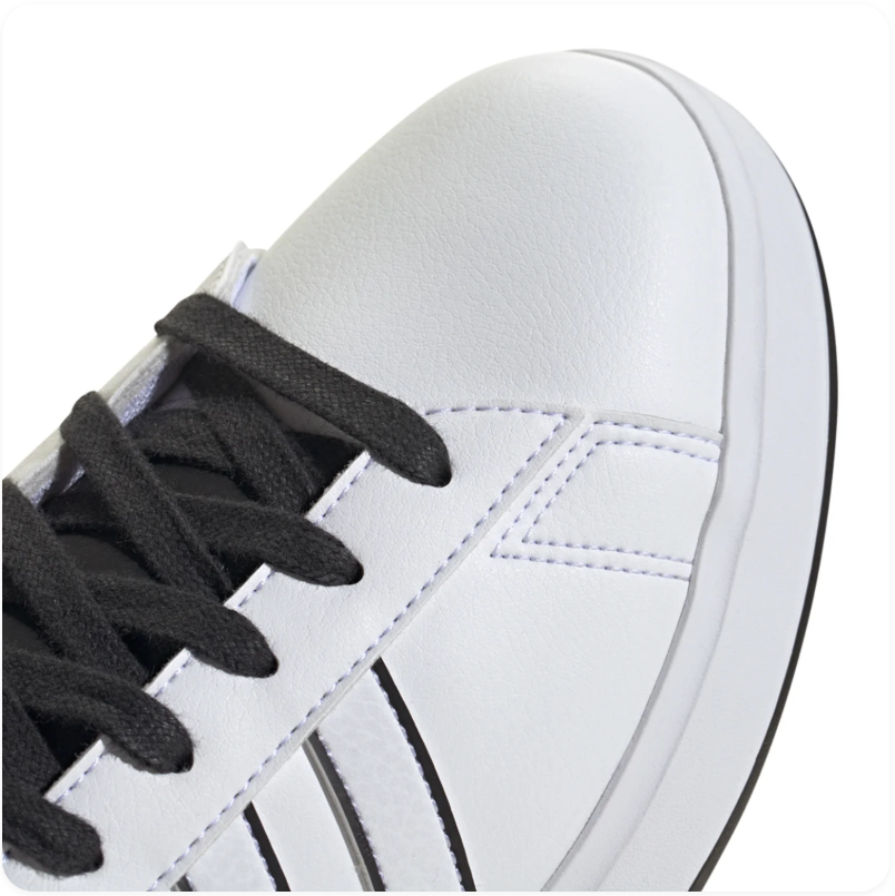 Adidas White & Black Low-Top Sneakers with Outlined Stripes