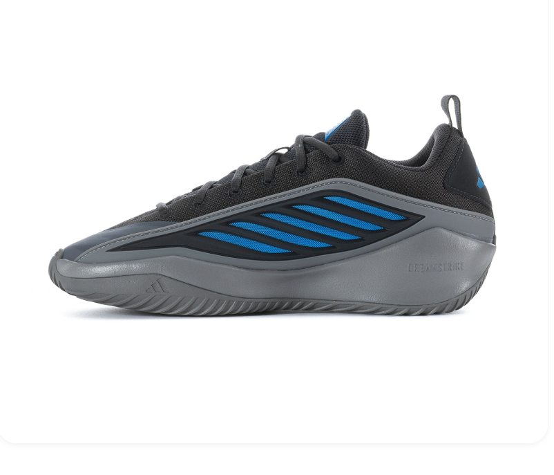 Adidas Black & Grey Low-Top Sneakers with Blue Accents