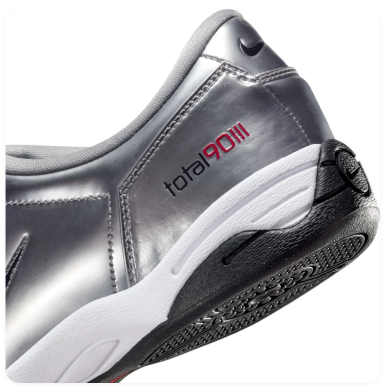 Nike Total 90 III Metallic Silver Sneakers with Red Accents