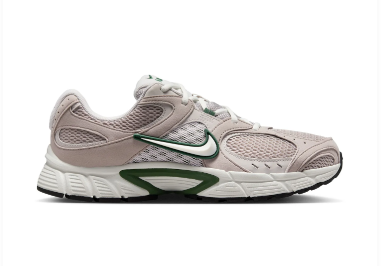 Nike Beige Mesh Sneakers with Dark Green Accents
