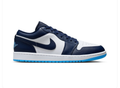 Air Jordan 1 Low Navy & White Sneakers with Bright Blue Sole