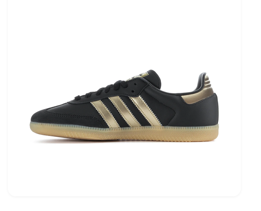 Adidas Samba Black & Metallic Gold Gum-Sole Sneakers