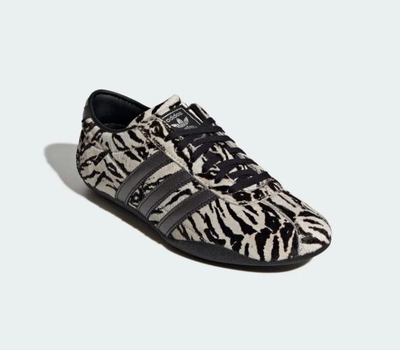 Adidas Zebra-Print Low-Profile Sneakers with Black Stripes