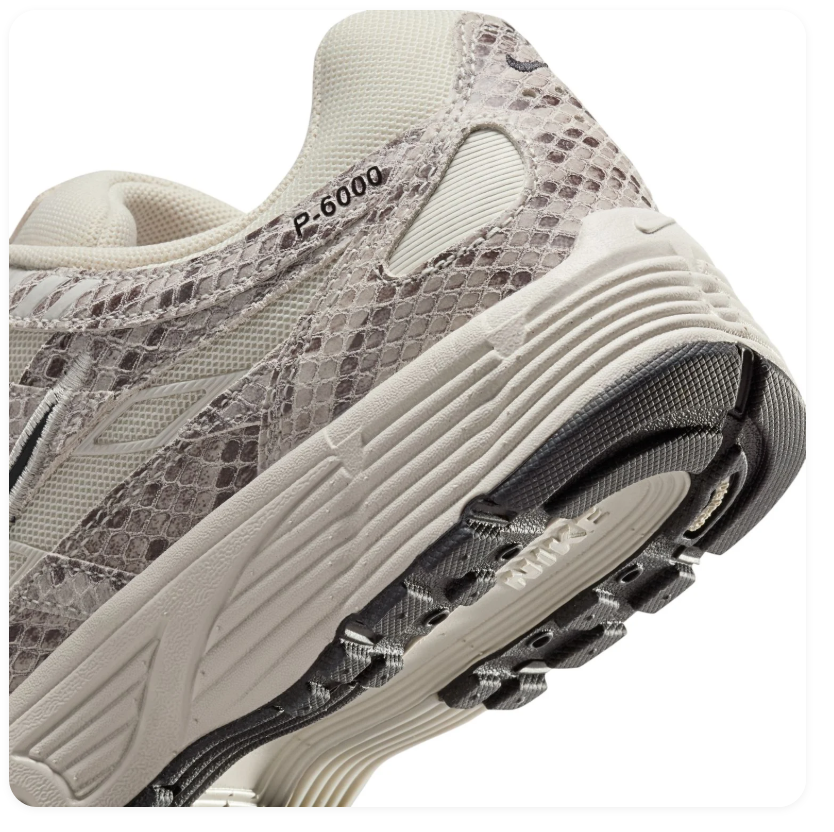 Nike P-6000 Cream & Grey Snakeskin-Print Sneakers