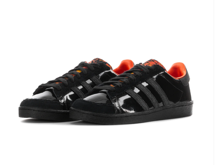 Adidas Black & Orange Glossy Low-Top Sneakers