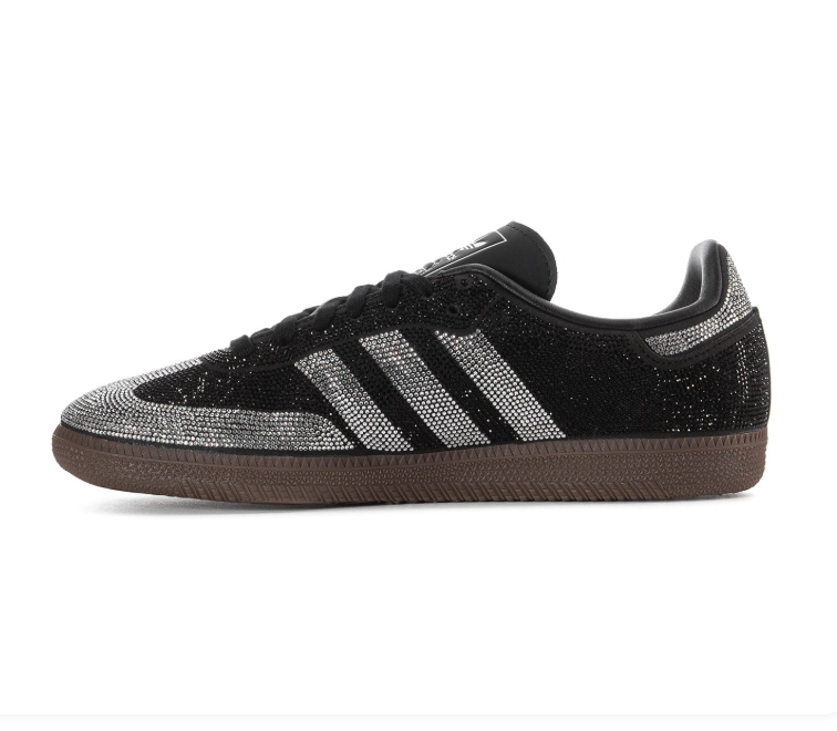 Adidas Black & Silver Rhinestone-Style Low-Top Sneakers