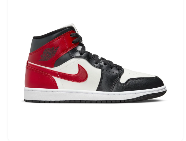 Air Jordan 1 Mid Black, White & Red Sneakers