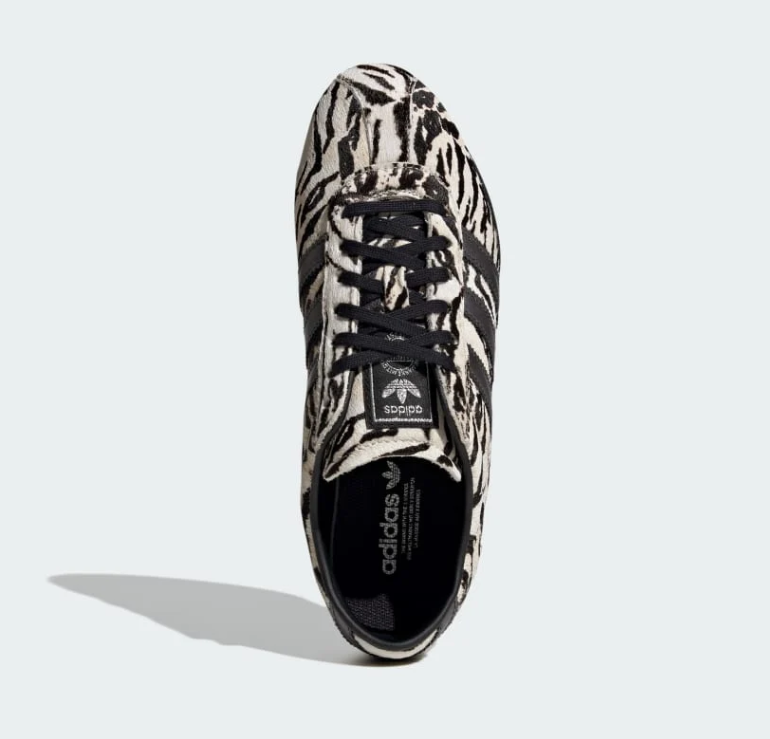 Adidas Zebra-Print Low-Profile Sneakers with Black Stripes