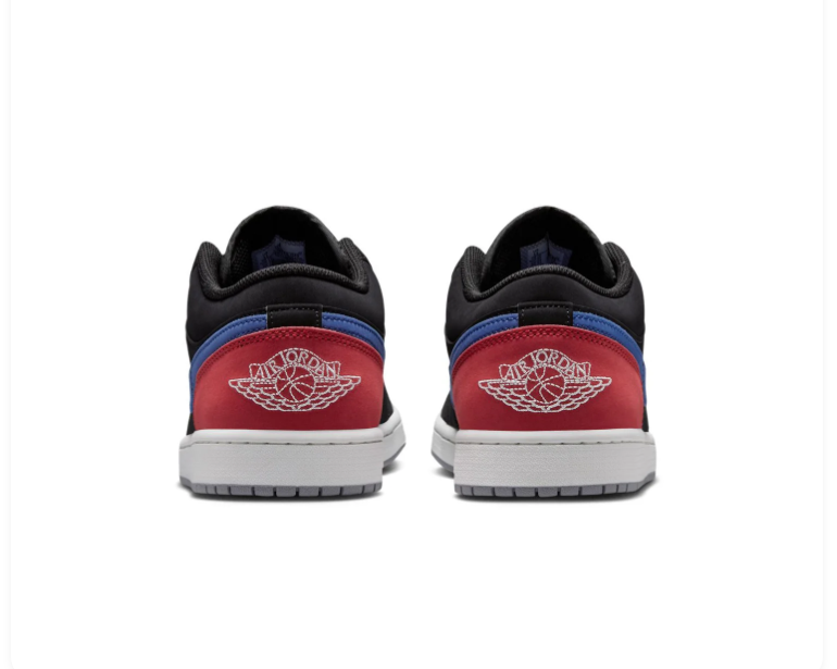 Air Jordan 1 Low Black, Blue & Red Sneakers