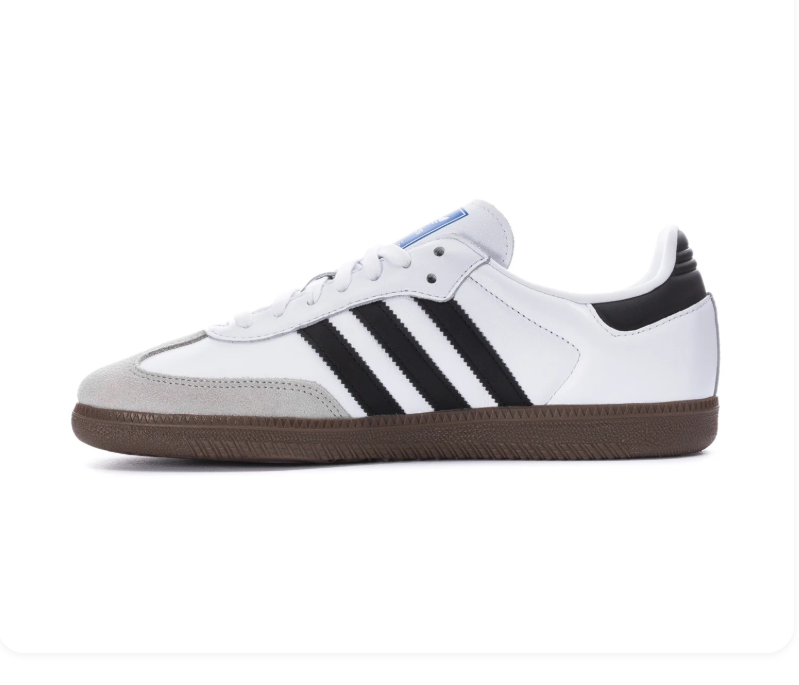Adidas Samba White & Black Sneakers with Grey Toe Detail