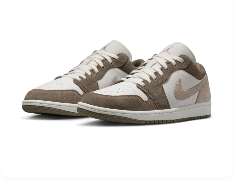 Air Jordan 1 Low Taupe & White Sneakers