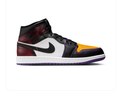 Air Jordan 1 Mid Black & White Sneakers with Gold and Purple Accents