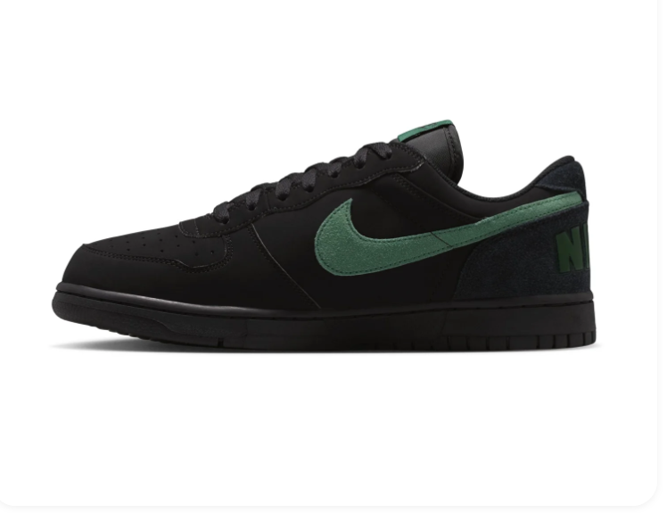 Nike Black & Green Low-Top Sneakers with Tonal Black Sole