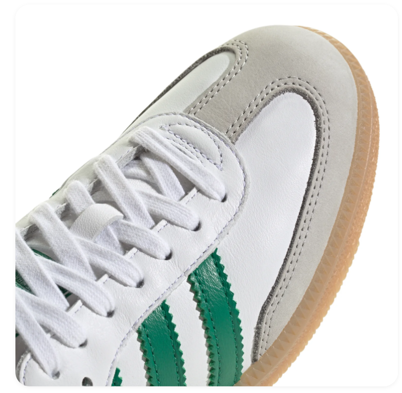 Adidas Samba White & Green Gum-Sole Sneakers