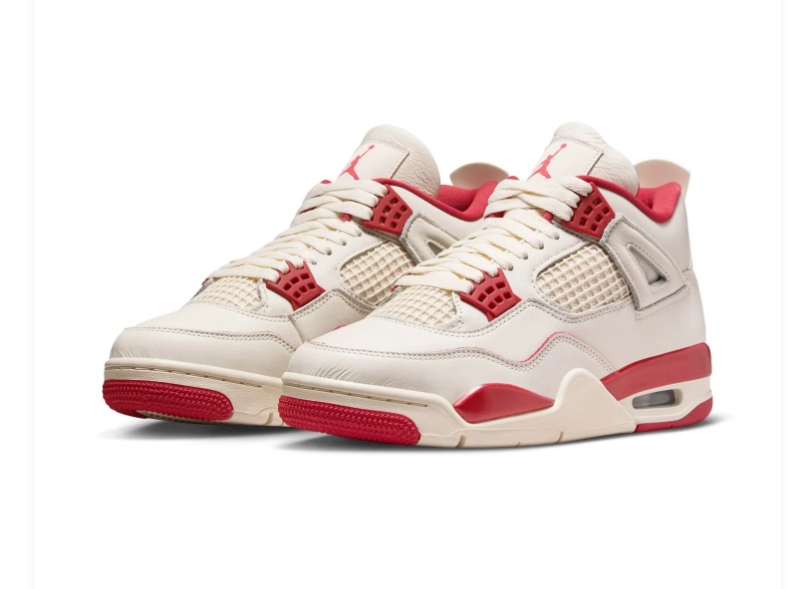 Air Jordan 4 Cream & Red Sneakers