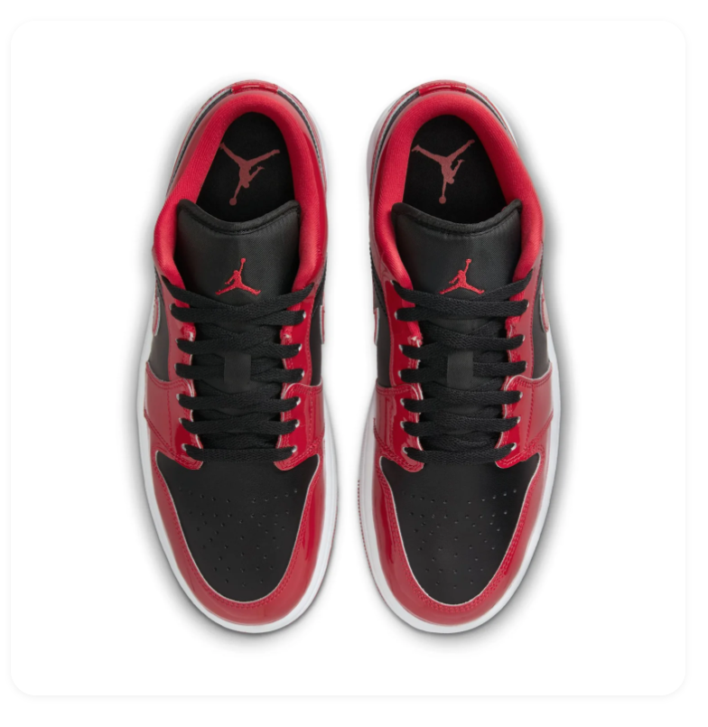 Air Jordan 1 Low Red & Black Glossy Sneakers