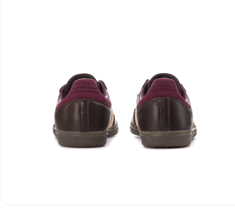 Adidas Samba Dark Brown & Cream Sneakers with Burgundy Accents