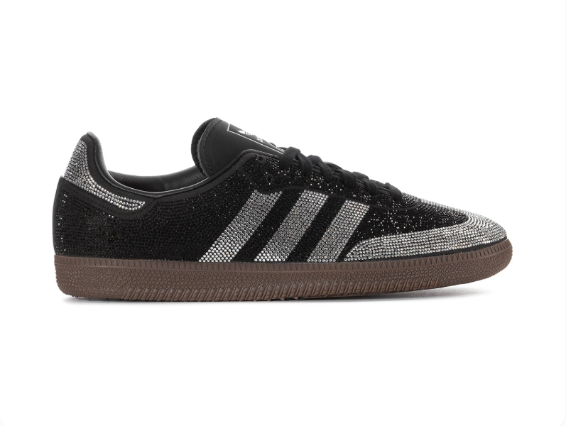 Adidas Black & Silver Rhinestone-Style Low-Top Sneakers
