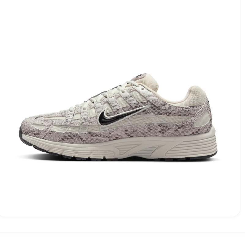 Nike P-6000 Cream & Grey Snakeskin-Print Sneakers