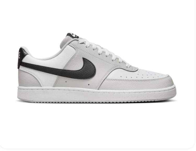 Nike Court Vision White & Light Grey Sneakers with Black Swoosh