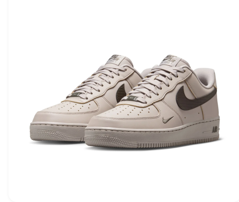 Nike Air Force 1 Beige & Dark Brown Low-Top Sneakers